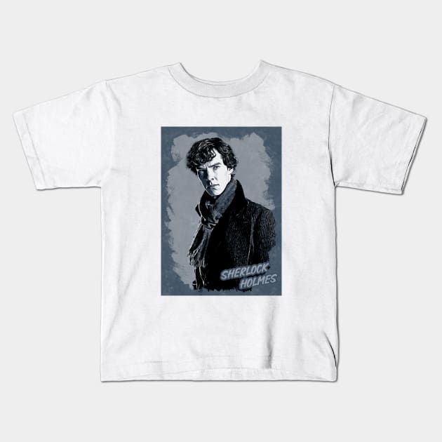 Sherlock Holmes Poster Art Kids T-Shirt by Rezronauth